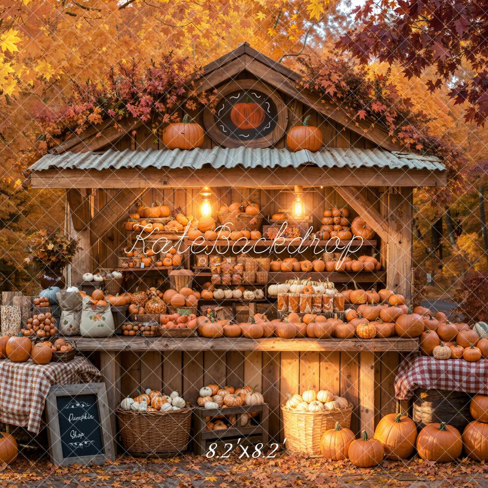 Kate Autumn Pumpkin Stand Rustic Market Backdrop Designed by Emetselch