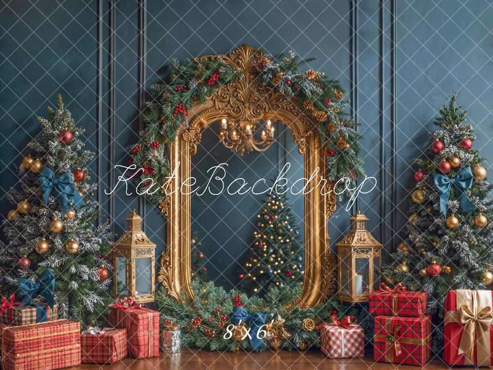 Kate Christmas Garland Mirror Trees Fleece Backdrop Designed by Emetselch -UK