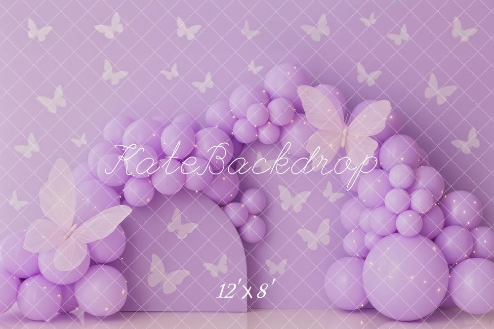 Kate Purple Balloons Butterfly Pattern Backdrop Designed by Patty Robert -UK