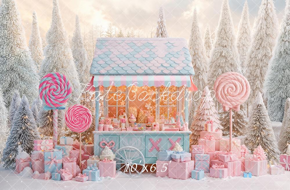 Kate Winter Candy Cart Lollipop Presents Pastel Backdrop Designed by Emetselch -UK