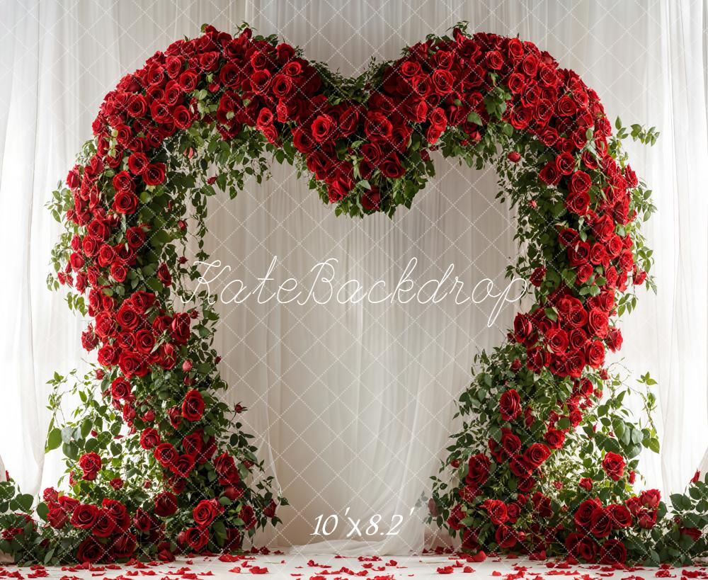 Kate Flower Arch Red Roses Curtains Fleece Backdrop Designed by Emetselch -UK