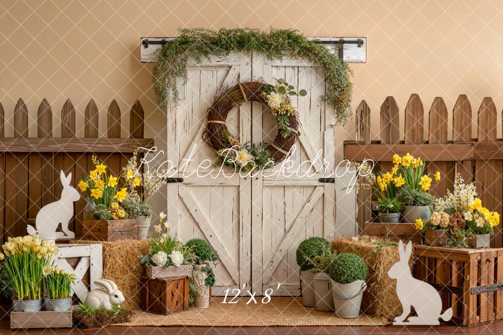 Kate Easter Bunny Barn Fleece Backdrop Designed by Emetselch