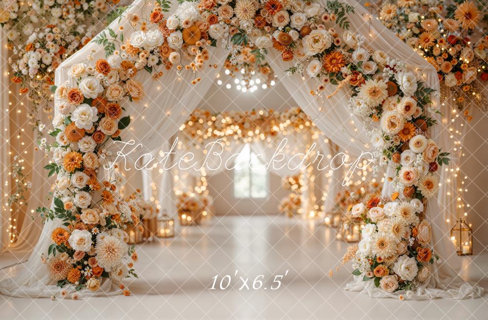 Kate Wedding Flower Arch Lanterns Fleece Backdrop Designed by Emetselch -UK