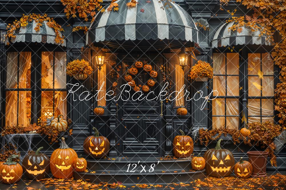 Kate Halloween Pumpkins Doorway Fleece Backdrop Designed by Emetselch