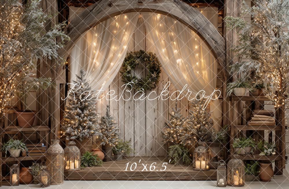 Kate Christmas Wooden Arch Fairy Lights Backdrop Designed by Ashley Paul