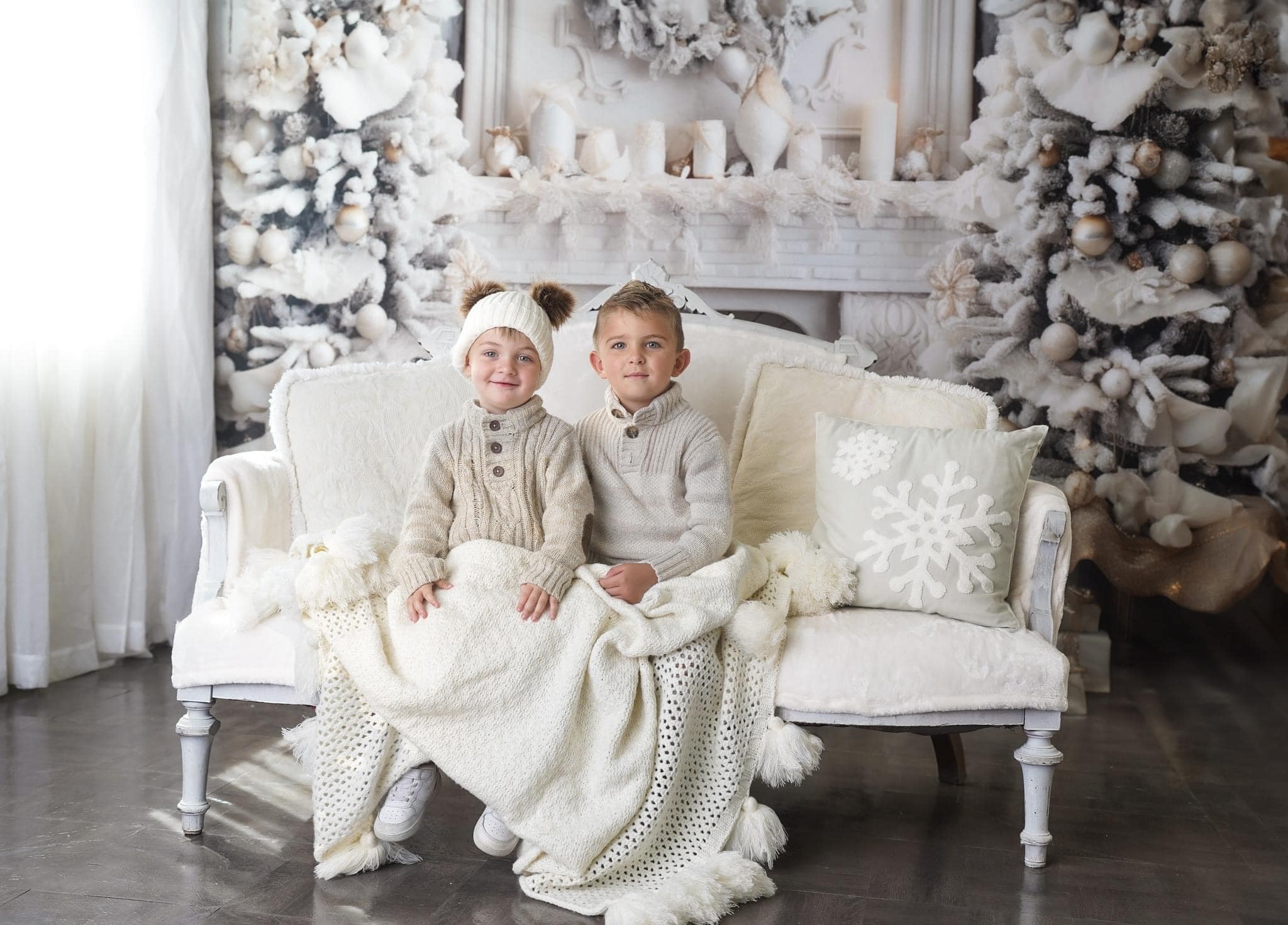 Kate Christmas Elegant Room Fireplace Backdrop for Photography