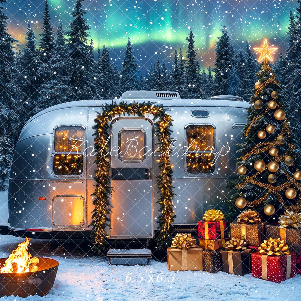 Kate Christmas Caravan Tree Snowy Forest Backdrop Designed by Mini MakeBelieve -UK