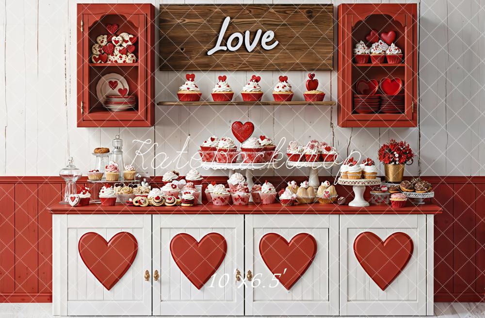Kate Valentine Love Hearts Sweets Kitchen Backdrop Designed by Emetselch -UK