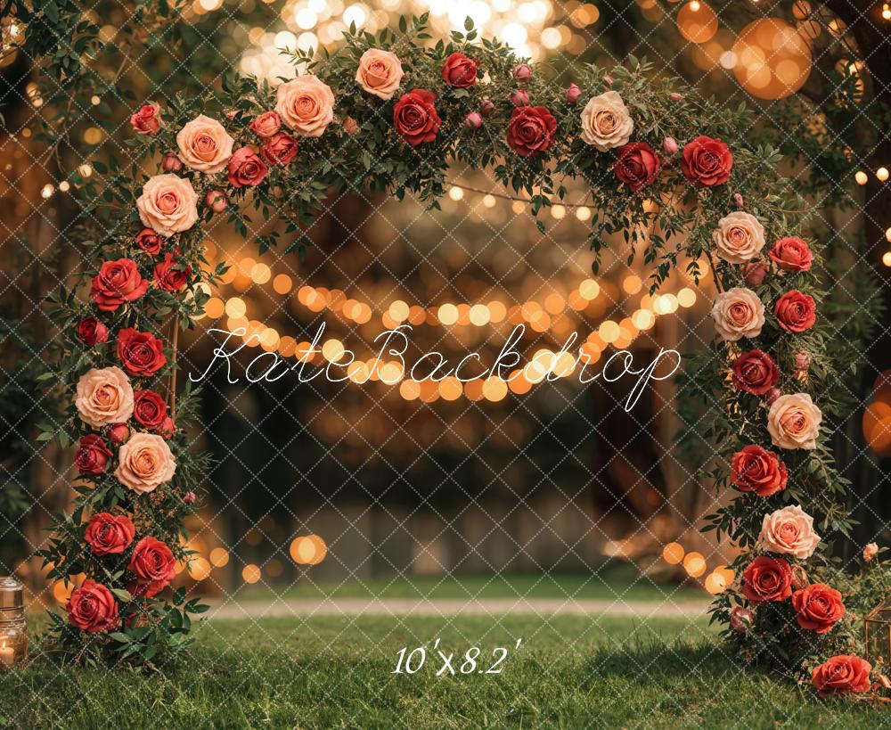 Kate Valentine Flower Arch Lights Garden Wedding Backdrop Designed by Emetselch