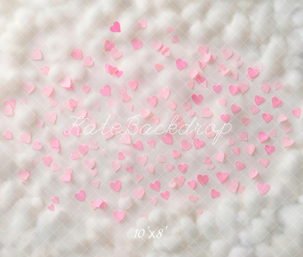 Kate Pink Hearts Cloudy Texture Fleece Backdrop Designed by Emetselch -UK