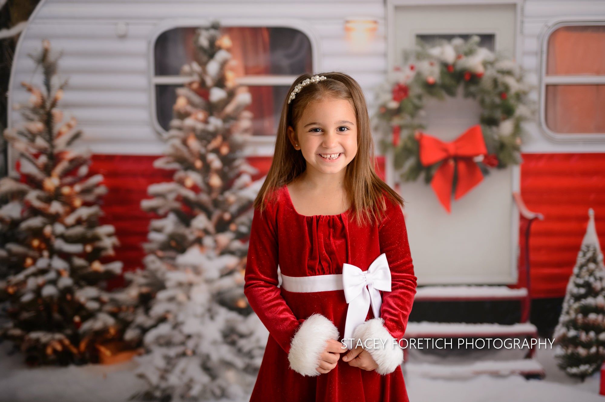 Kate Christmas Red Camping Car Winter Backdrop for Photography