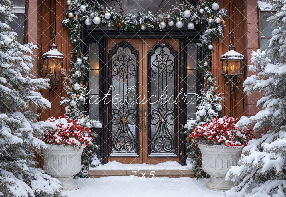 Kate Christmas Snowy Door Winter Backdrop Designed by Emetselch -UK