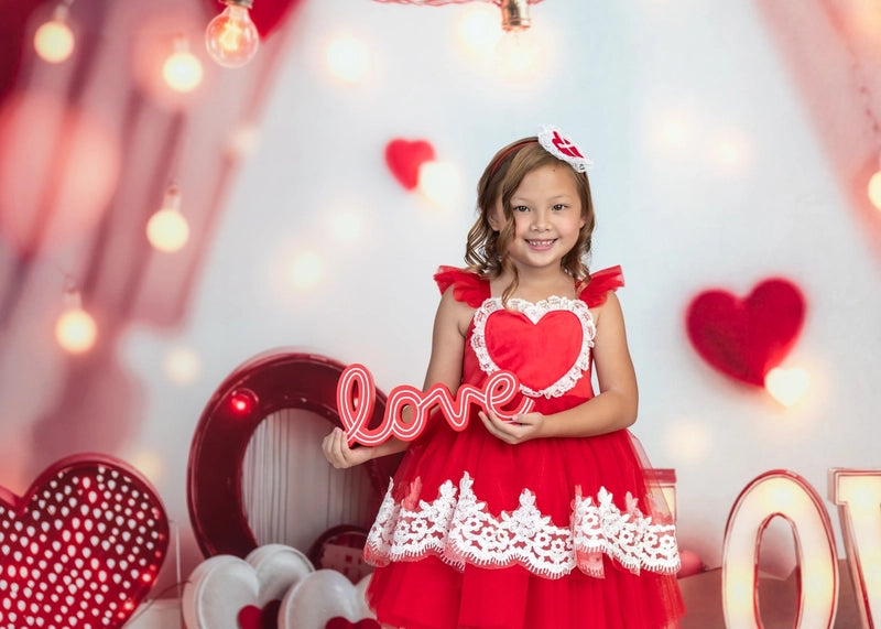 Kate Valentine Hearts LOVE Lights Backdrop Designed by Emetselch