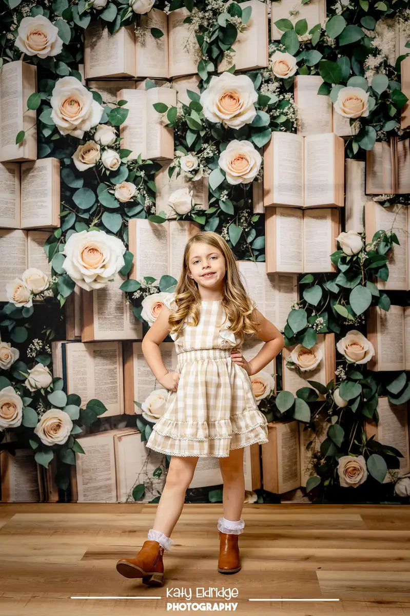 Kate Spring Vintage Books Roses Backdrop Designed by Emetselch -UK