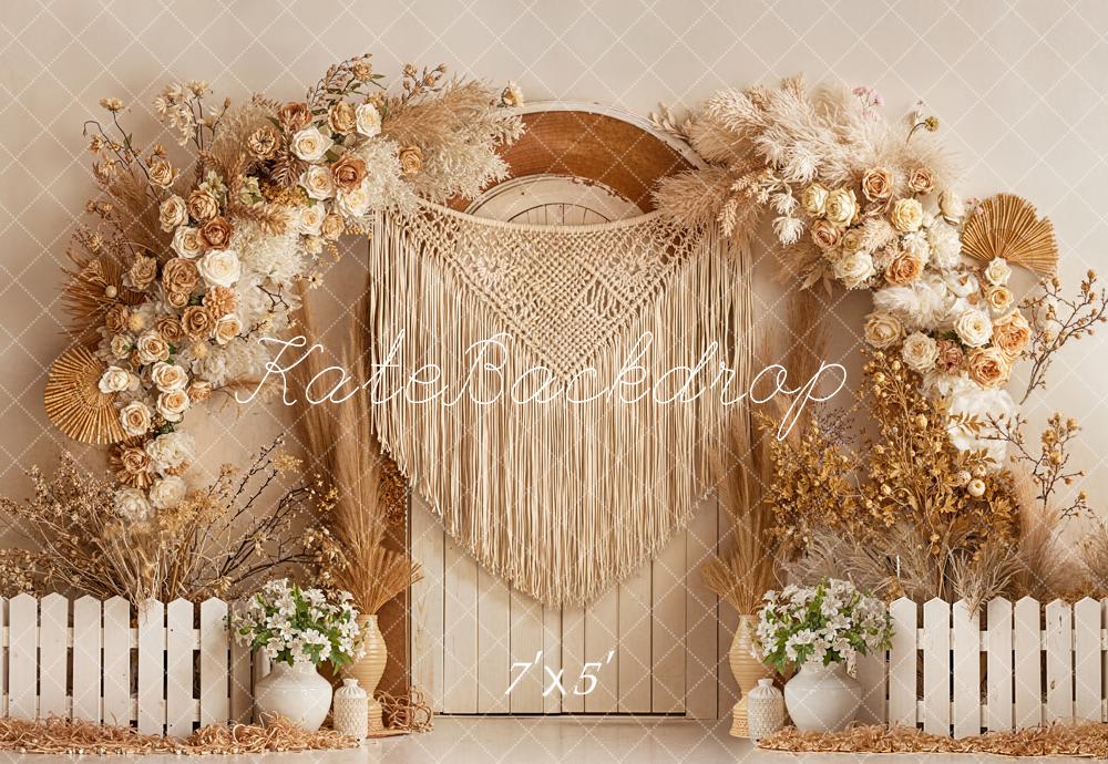 Kate Boho Floral Arch Macrame Door Backdrop Designed by Emetselch