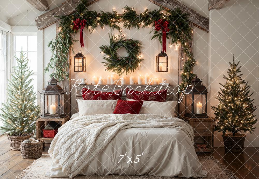 Kate Christmas Bedroom Garland Wreath Lanterns Backdrop Designed by Emetselch -UK
