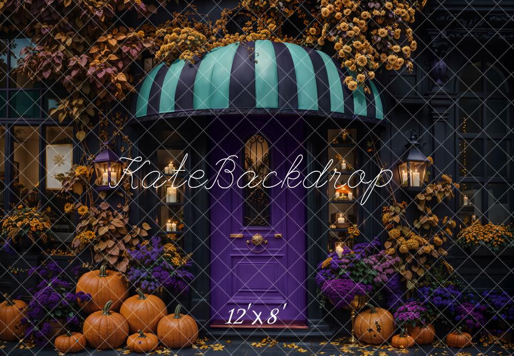 Kate Halloween Pumpkins Purple Door Fleece Backdrop Designed by Emetselch -UK