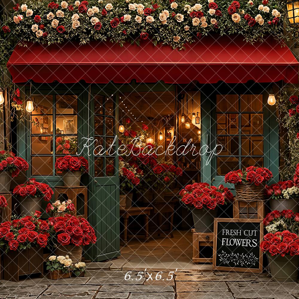 Kate Flower Shop Red Roses Door Backdrop Designed by Emetselch