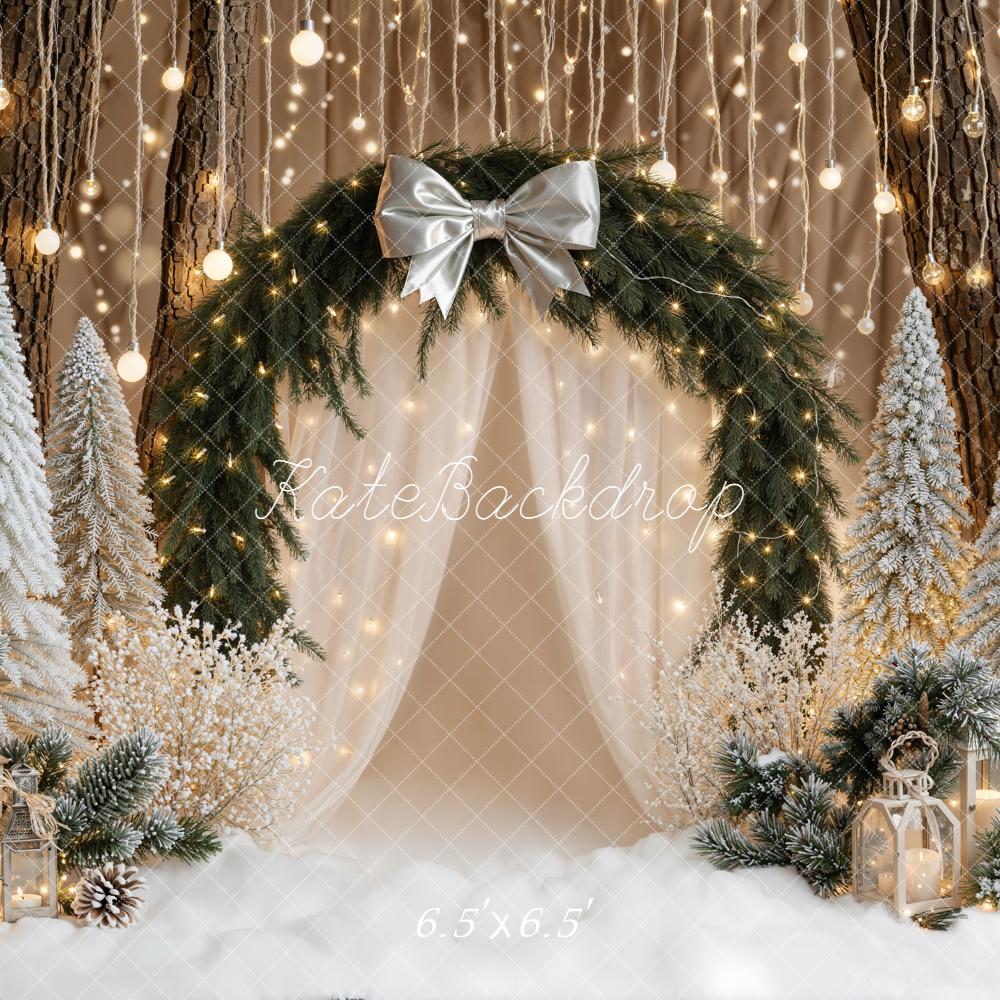 Kate Christmas Arch Snowy Trees Lanterns Backdrop Designed by Emetselch -UK