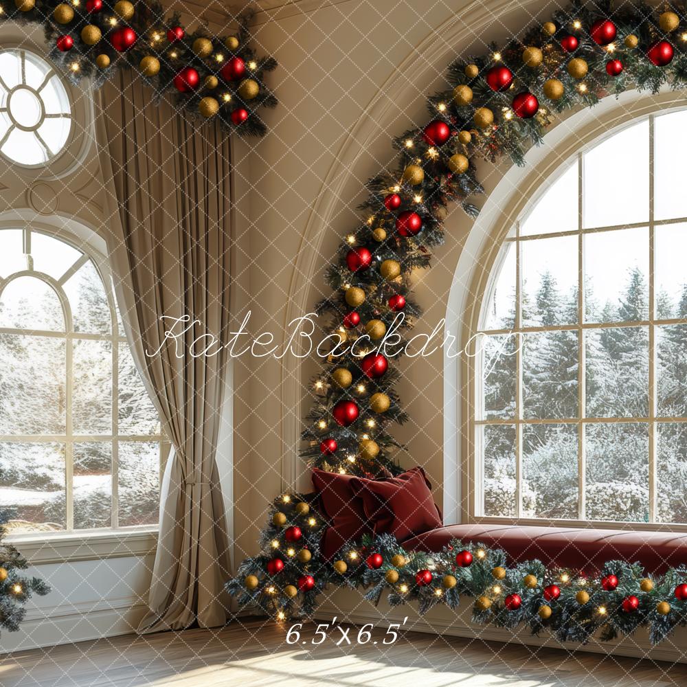 Kate Christmas Window Arch Garland Interior Backdrop Designed by Mini MakeBelieve -UK