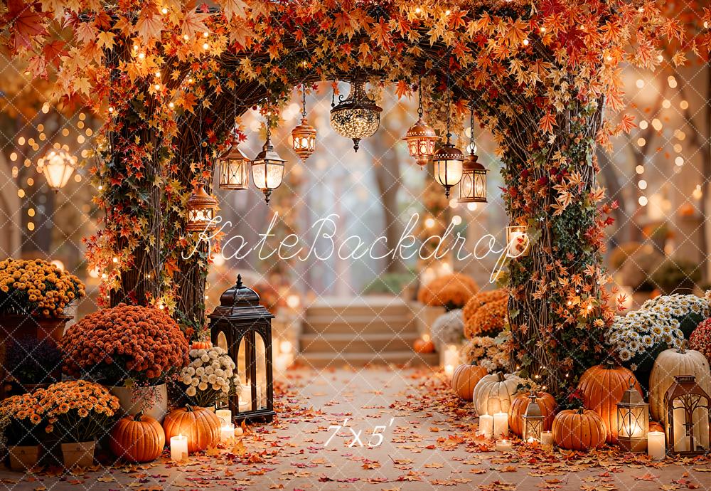 Kate Autumn Flower Arch Pumpkins Lanterns Backdrop Designed by Emetselch -UK