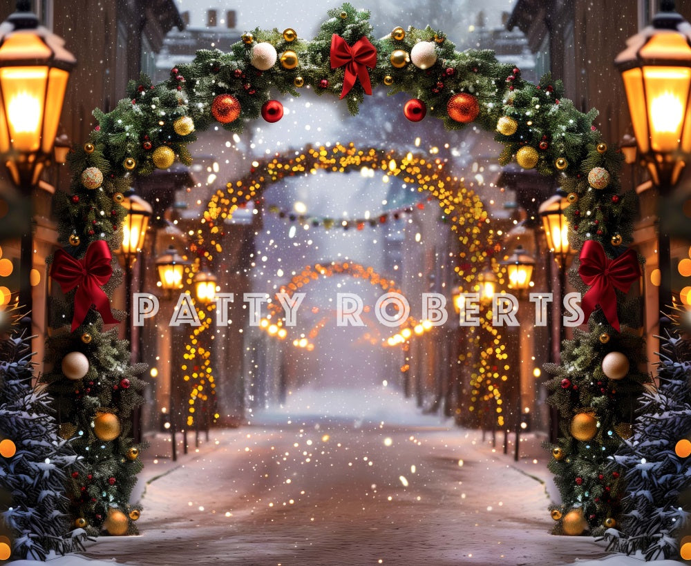 Kate Christmas Night Arch Street Store Backdrop Designed by Patty Robert -UK