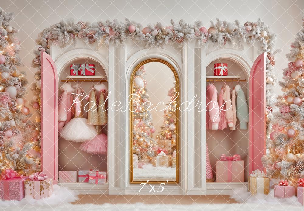 Kate Pink Closet Christmas Trees Backdrop Designed by Patty Robert