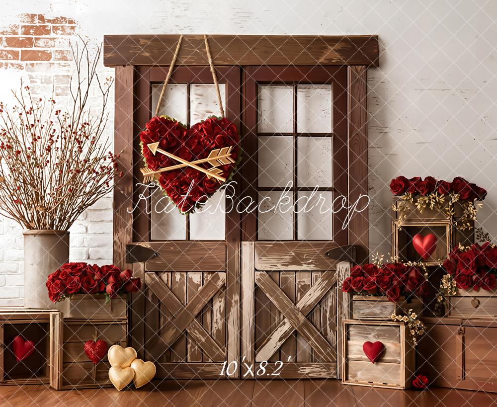 Kate Valentine Heart Crates Red Roses Backdrop Designed by Emetselch