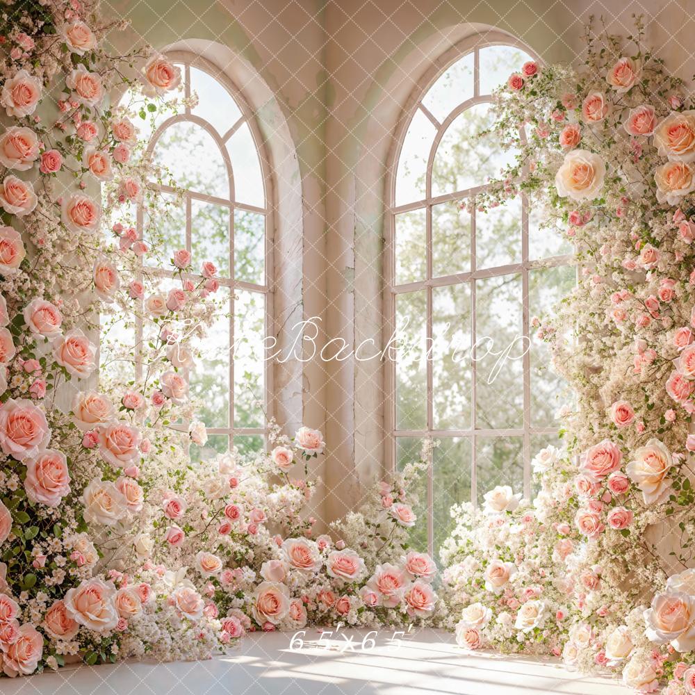 Kate Spring Room Corner Floral Arch Window Backdrop Designed by Emetselch