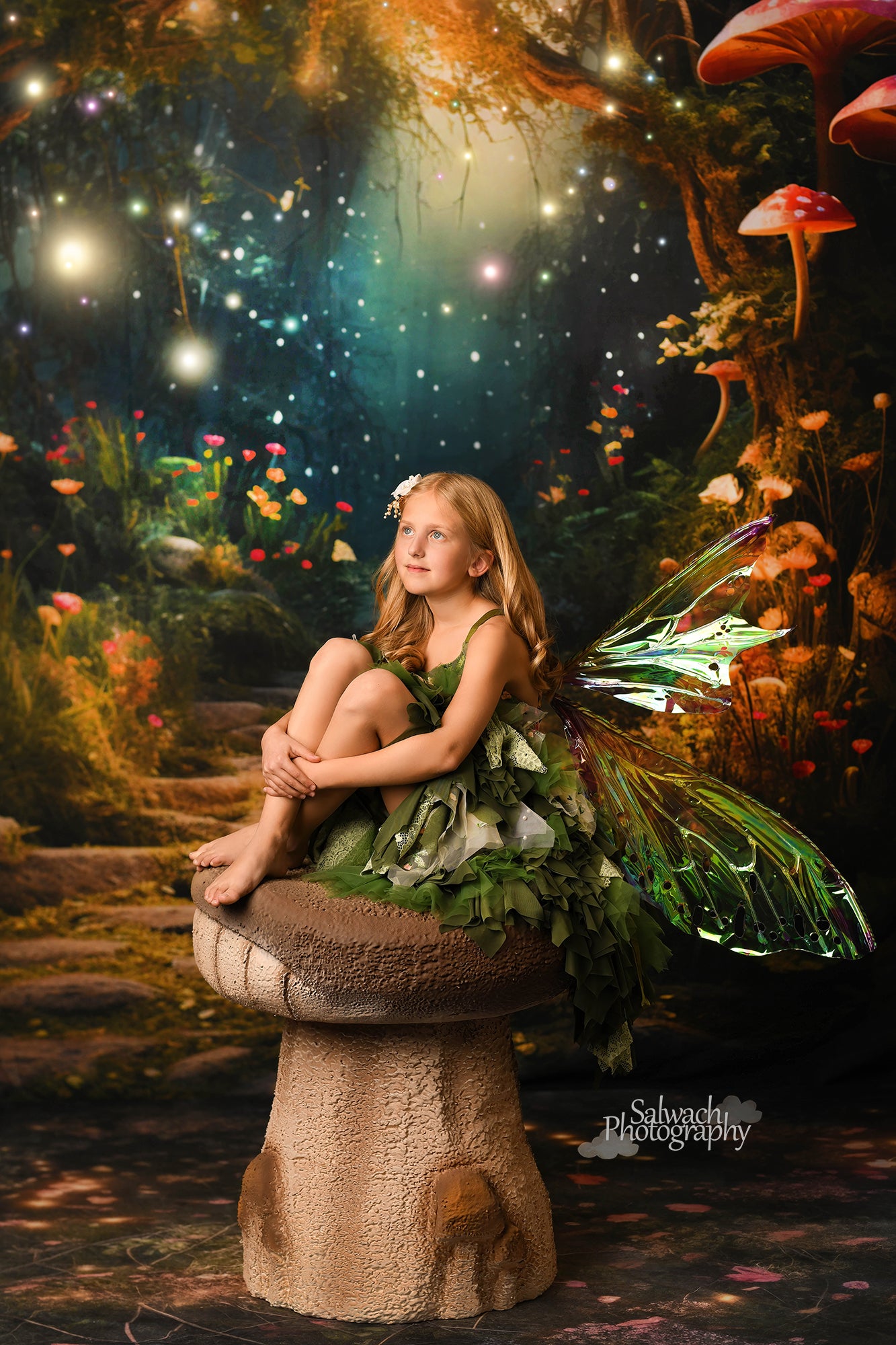 Kate Fantasy Firefly Mushroom Forest Backdrop for Photography