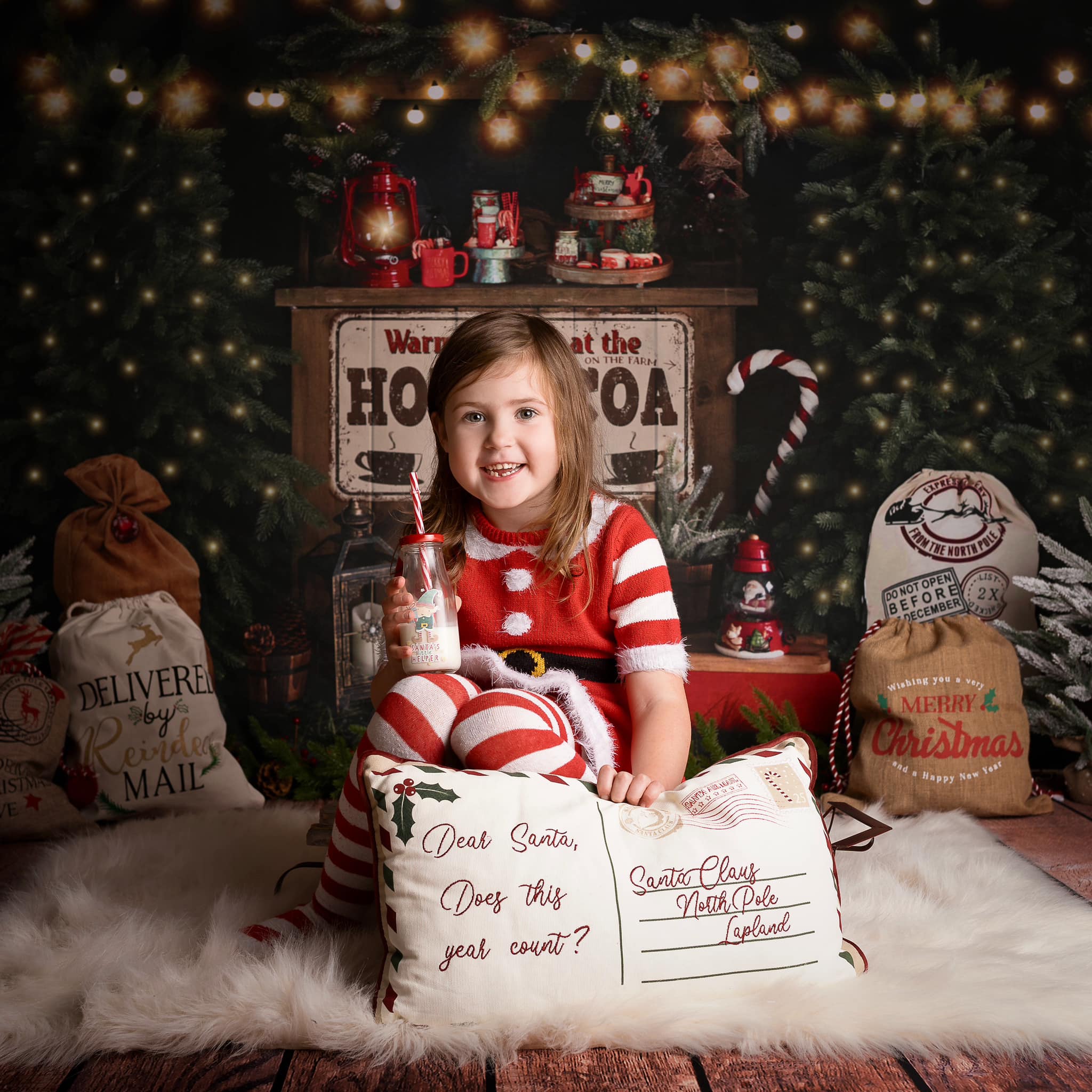 Kate Christmas Trees Hot Cocoa Party Backdrop for Photography