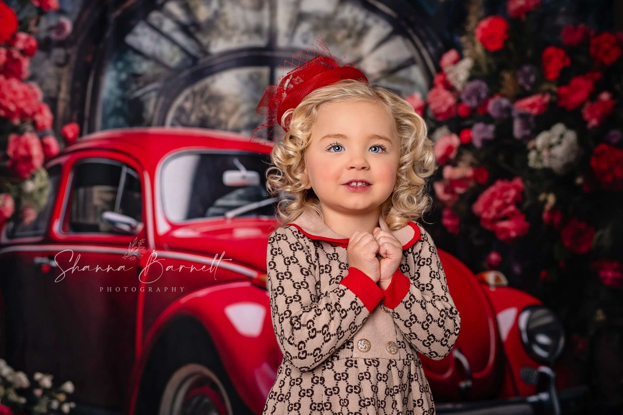 Kate Valentine's Day Red Car Backdrop Designed by Patty Robert