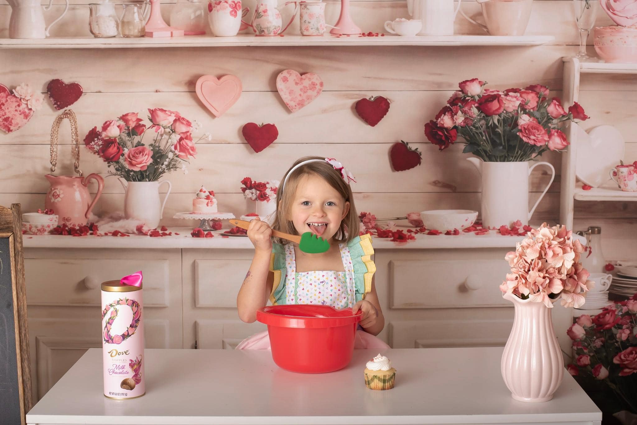 Kate Valentine's Day Beige Kitchen Backdrop Designed by Emetselch