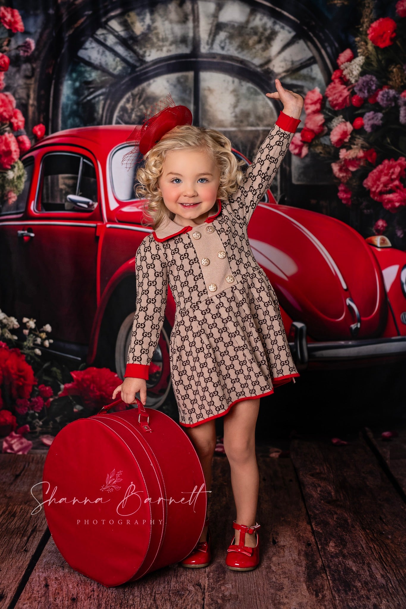 Kate Valentine's Day Red Car Backdrop Designed by Patty Robert