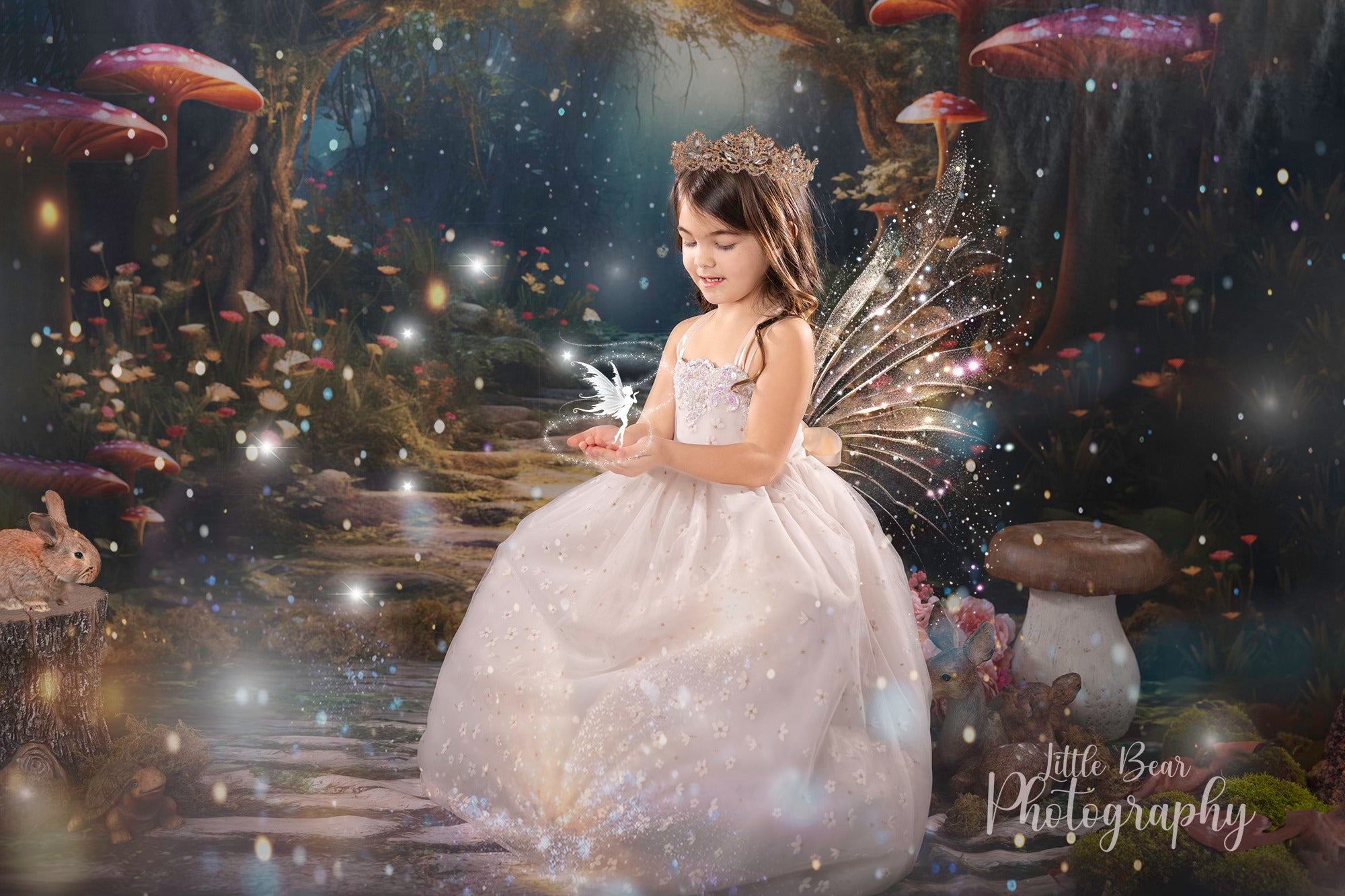 Kate Fantasy Firefly Mushroom Forest Backdrop for Photography -UK