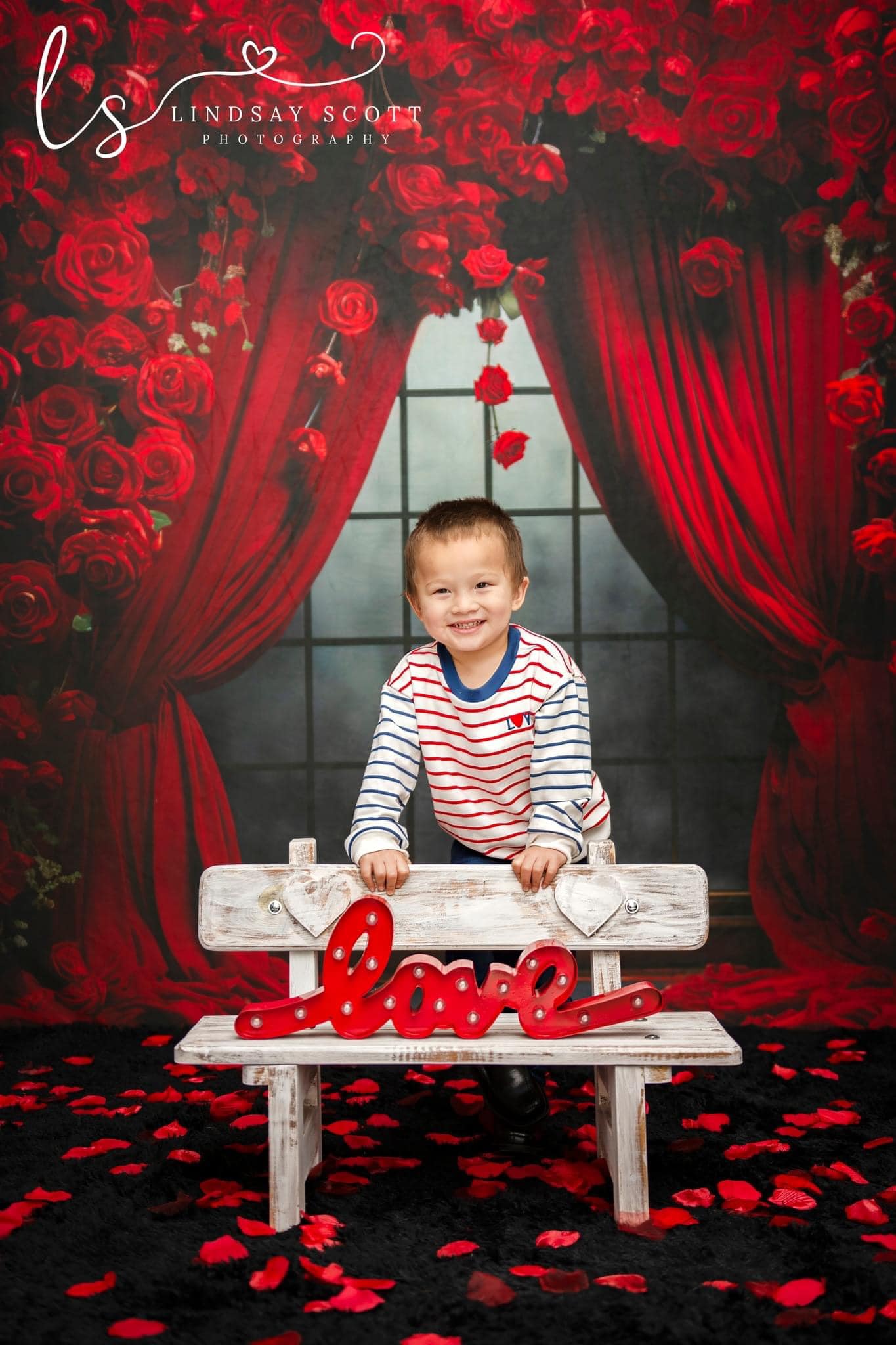 Kate Valentine's Day Rose Curtains Fleece Backdrop Designed by Mini MakeBelieve -UK