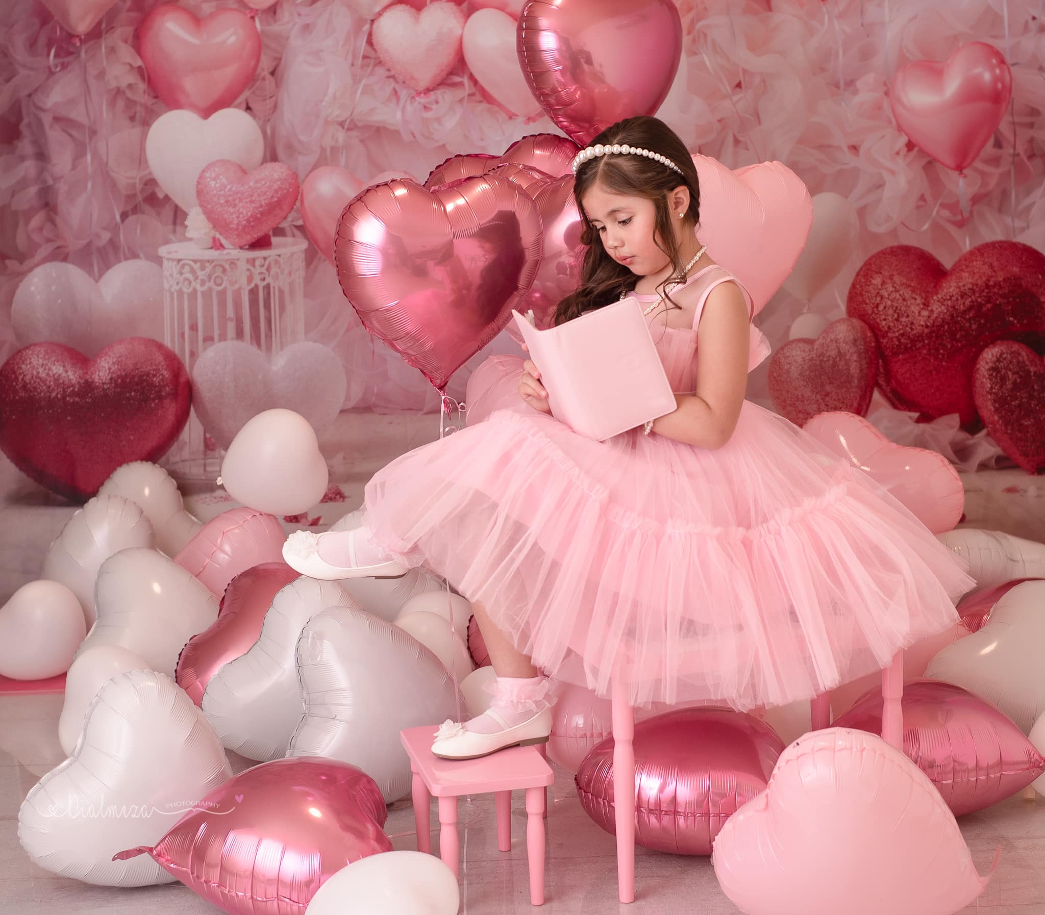 Kate Valentine's Day Pink Love Heart Balloon Room Backdrop Designed by Emetselch