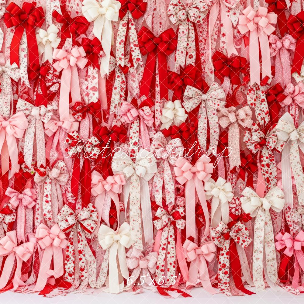 Kate Red Pink White Ribbons Bows Backdrop Designed by Patty Robert