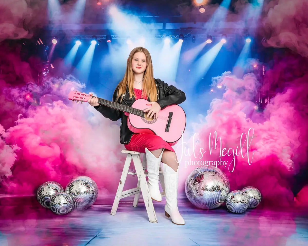 Kate Pink Smoke Stage Lighting Fleece Backdrop Designed by Emetselch