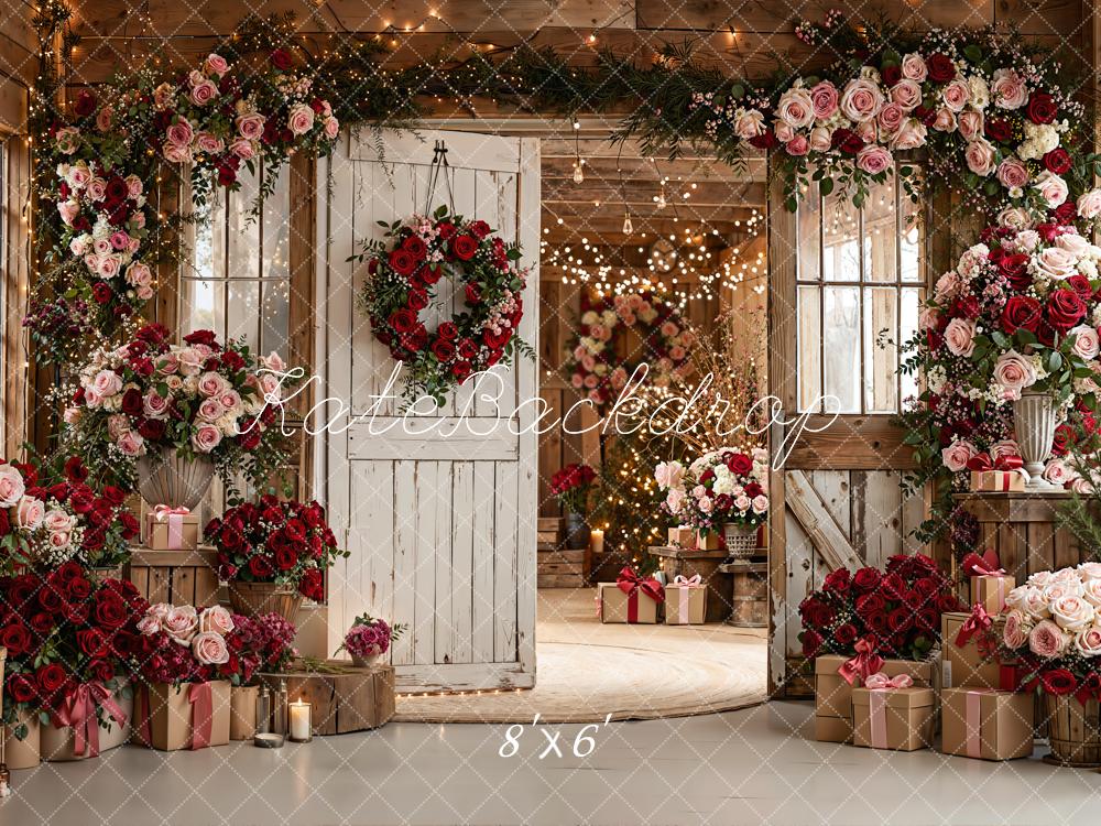 Kate Valentine Rose Garland Rustic Doors Gift Backdrop Designed by Emetselch