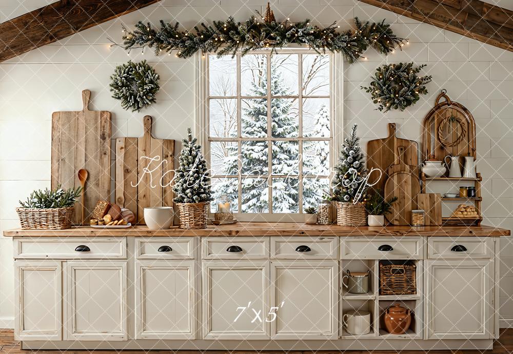 Kate Christmas Kitchen Window Garland Backdrop Designed by Emetselch