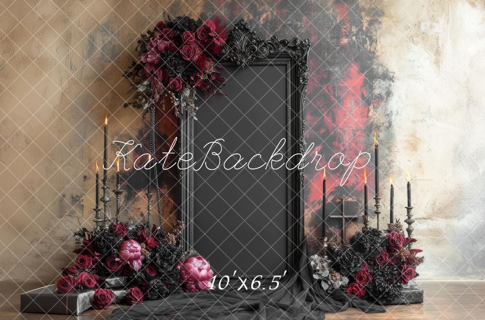 Kate Gothic Floral Candles Ornate Frame Backdrop Designed by Mini MakeBelieve -UK