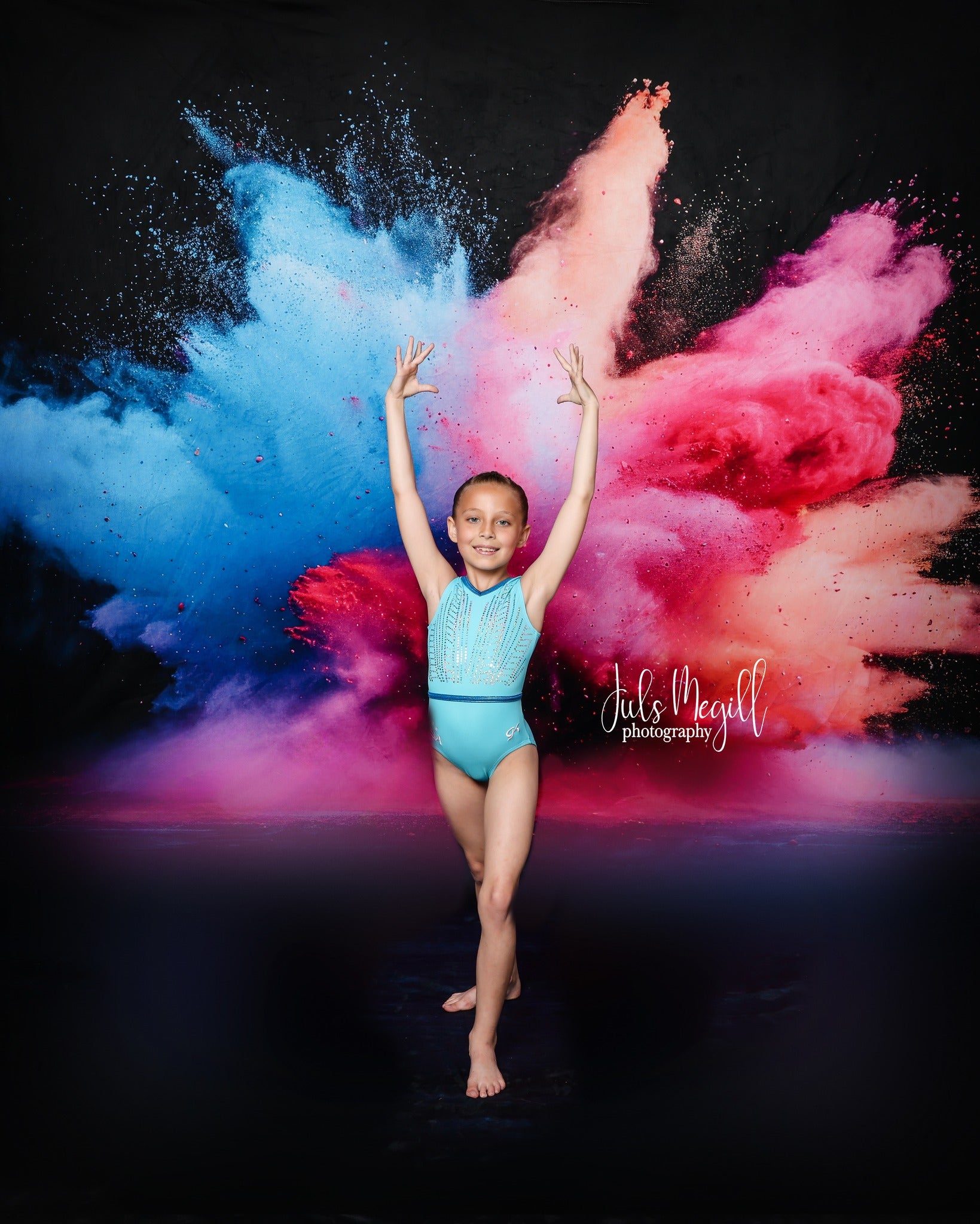 Kate Sweep Cool Colorful Burst of Powder Black Wall Backdrop Designed by Lidia Redekopp -UK