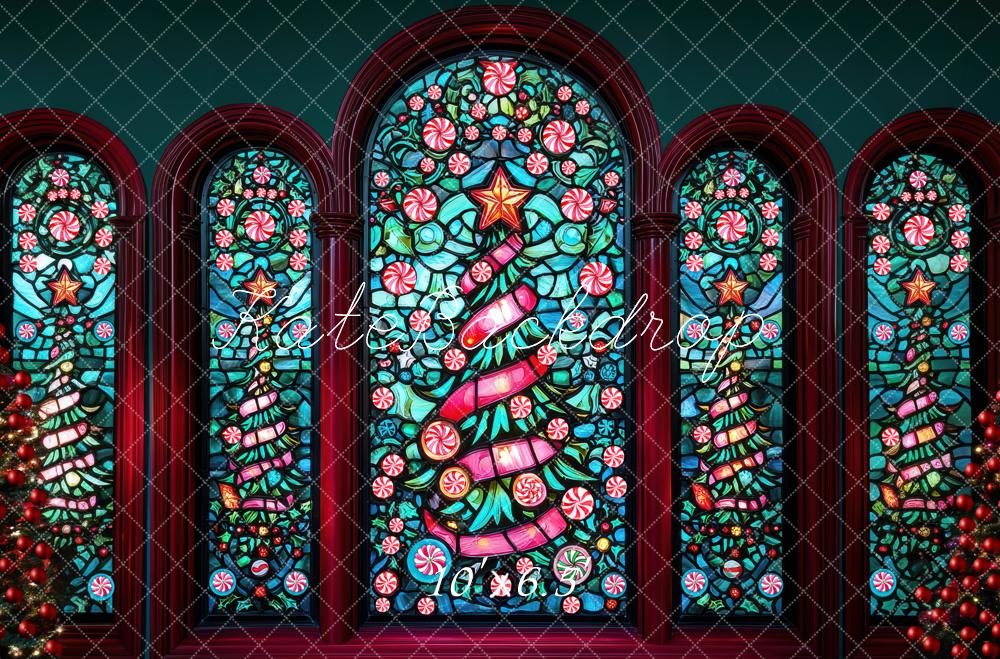 Kate Christmas Stained Glass Trees Backdrop Designed by Mini MakeBelieve -UK