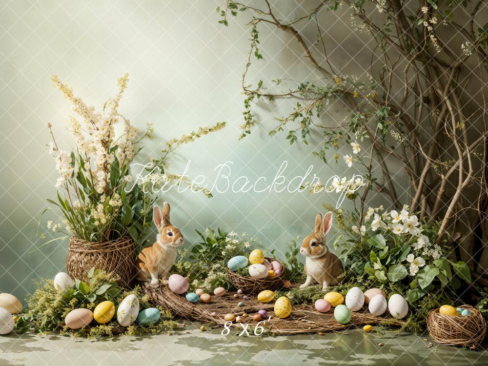 Kate Easter Bunny Eggs Nest Fleece Backdrop Designed by Emetselch