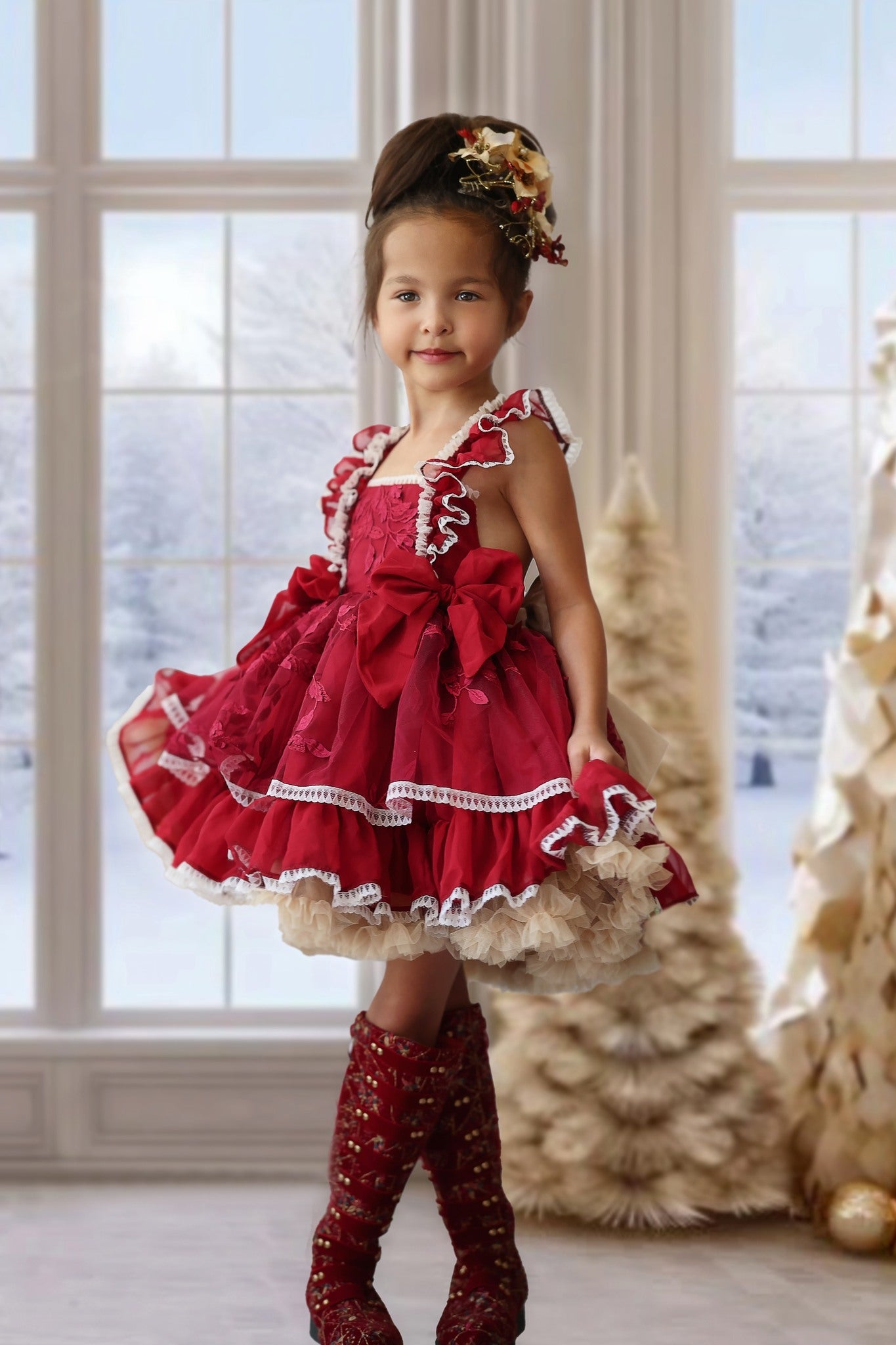 Lightning Deals Kate Golden Christmas Tree Window Backdrop Designed by Chain Photography -UK