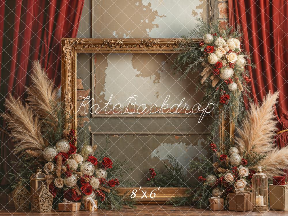 Kate Vintage Wall Gold Frame Fleece Backdrop Designed by Emetselch