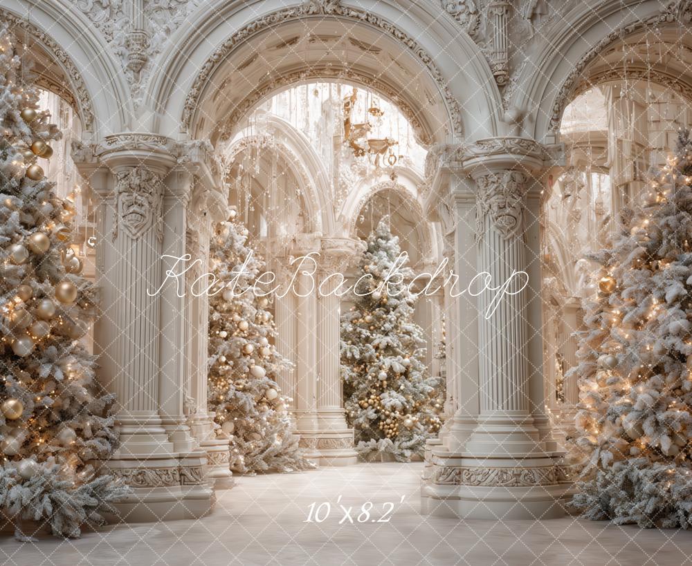 Kate Christmas Snowy Trees White Palace Backdrop Designed by Ashley Paul -UK