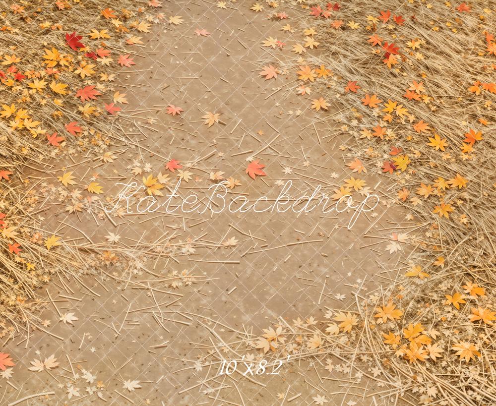 Kate Autumn Leaves Straw Texture Backdrop Designed by Emetselch -UK