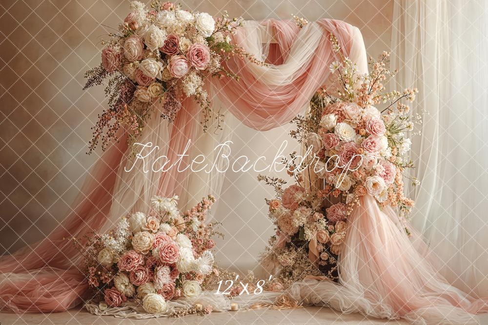 Kate Fine Art Arch Pink Roses Drapes Fleece Backdrop Designed by Emetselch -UK